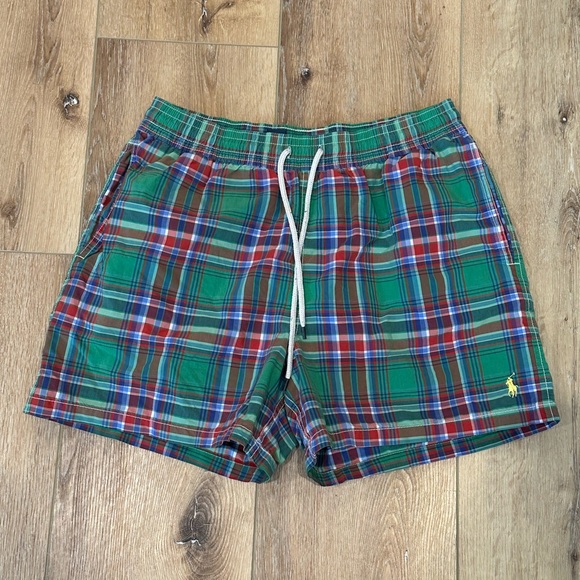 Polo Ralph Lauren Other - VTG Polo Ralph Lauren Swim Short Mens Trunks Large Plaid Pony Logo Lined Preppy